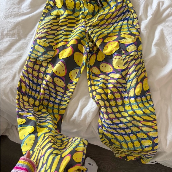 ASOS Pants - ASOS Yellow & Purple Wide Leg Pants with Smiley Print